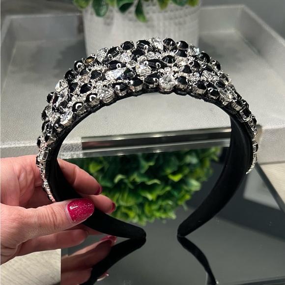 SPECTACULAR Black and silver BLING HEADBAND - Picture 6 of 6
